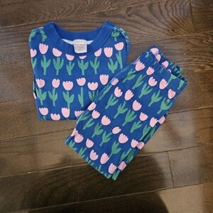 Hanna Andersson Blue and Pink Tulip Pajama Set 3T